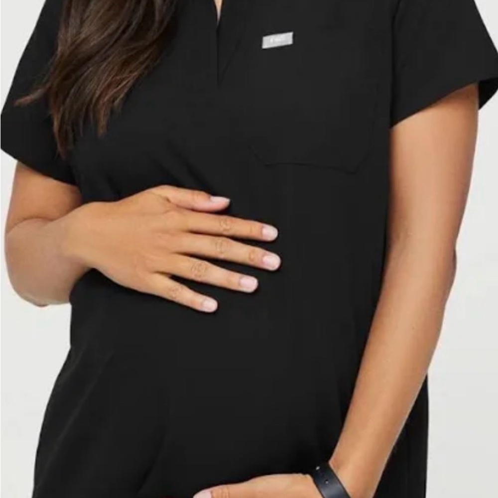 Figs Black Maternity Scrub Top